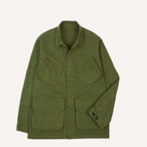 Drake's - Olive Herringbone Cotton Jungle Jacket - Size 36